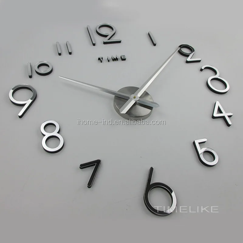 
large decorative wall clocks 3D diy wall clock big size mirror digital wall clock 