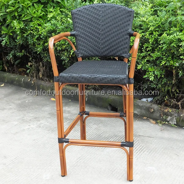 All-weather Patio Rattan Bar Chair in Black Color