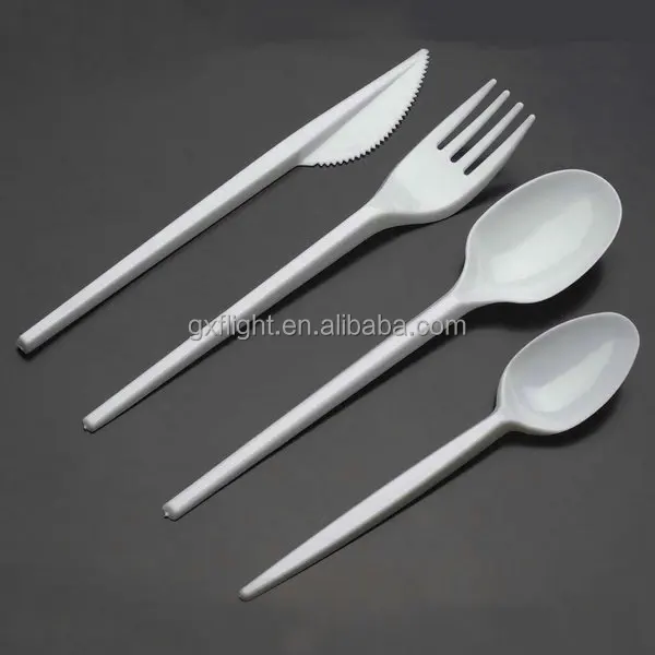 Airline Disposable White Plastic Spoon Fork Knife