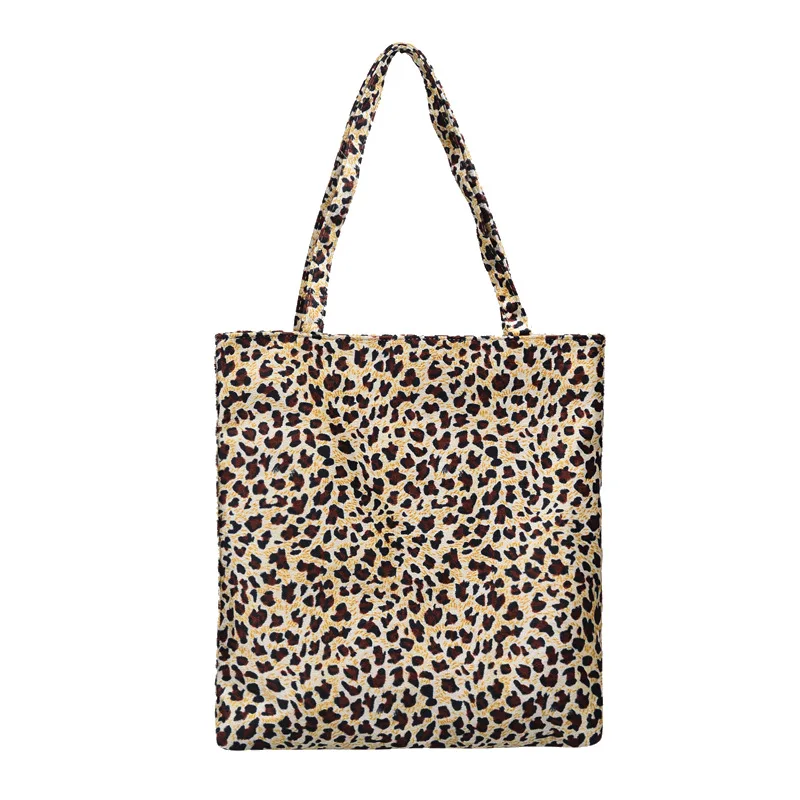 High quality tote bag women canvas handbag leopard print shopping shoulder bag