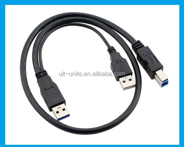 USB3.0 Мужчина + USB2.0 (Блок Питания) НА Тип-B Мужской Кабель, Черный, L = 0.6 м
