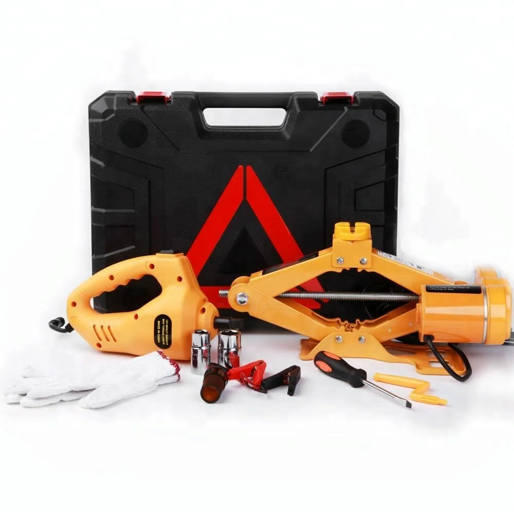 High Quality CE ISO Portable Durable 3T OEM Electric Screw Scissor Car Jack and Electric Impact Wrench DC 12V for Quick Repair