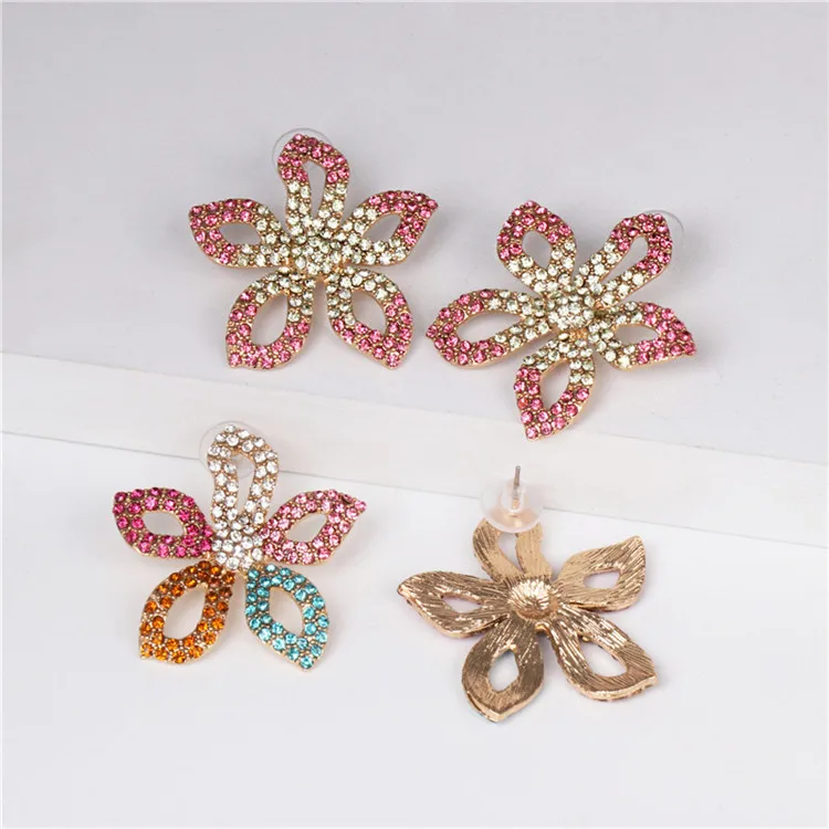 Unique Design Boho Colorful Fish Crab Flower Parrot Bird Tassel Drop Dangle Statement Crystal Earring For Bridal Wedding Jewelry