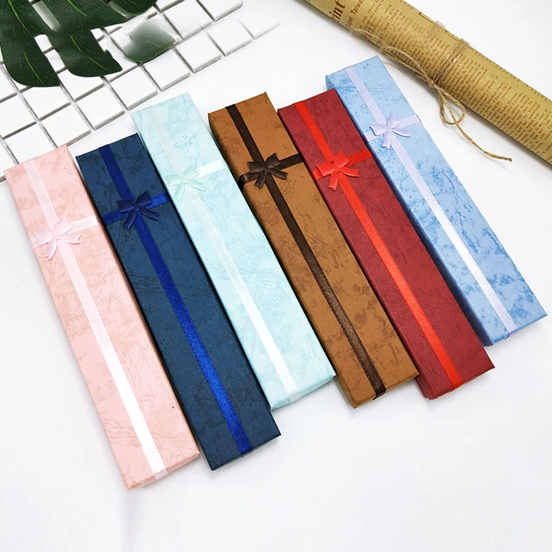 High quality Custom logo Cardboard jewelry box packaging necklace handmade colorful paper long necklace gift box with foam