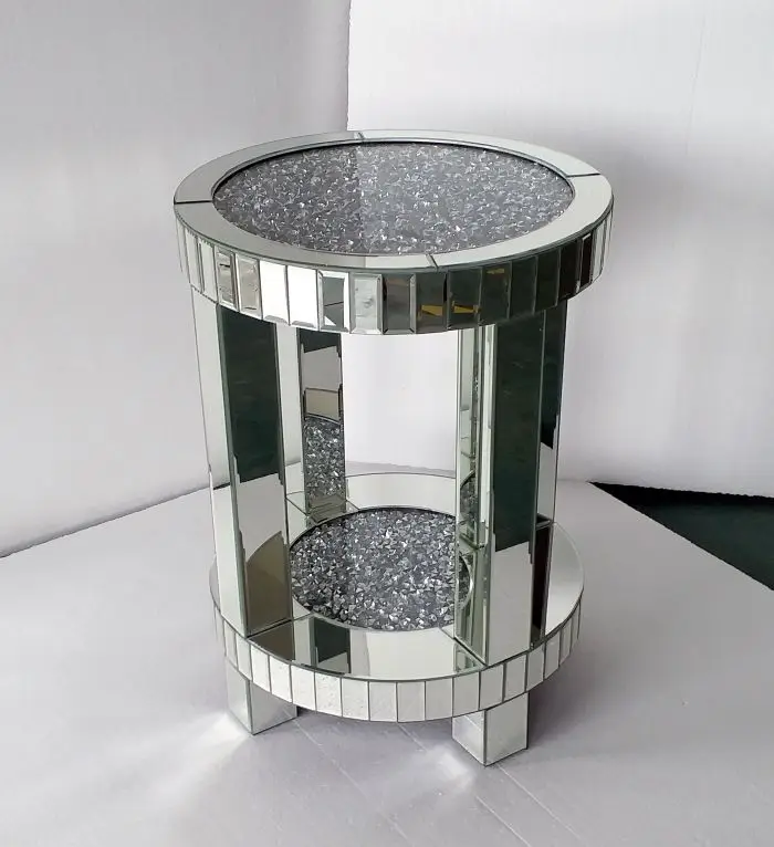 crystal crush diamond side table bedside table coffee table fire place silver mirror furniture