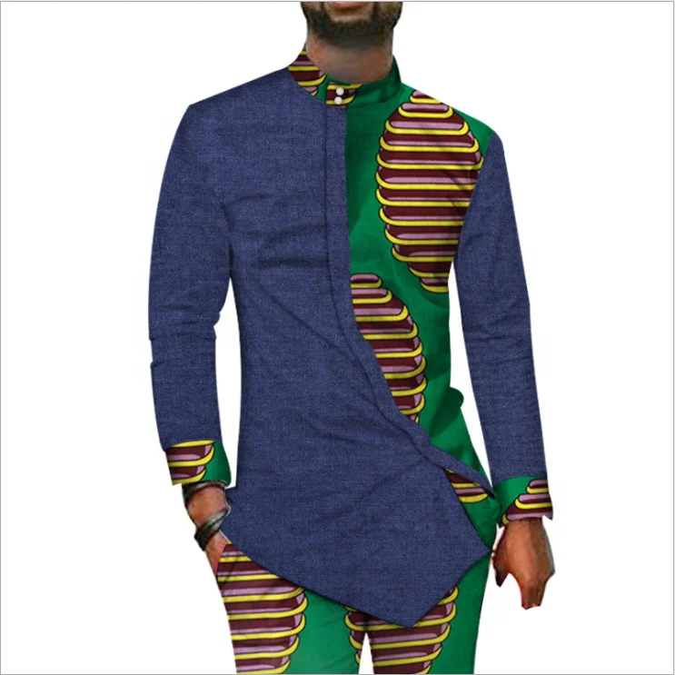 Контрастная джинсовая вощеная ткань, Африканский Национальный мужской костюм