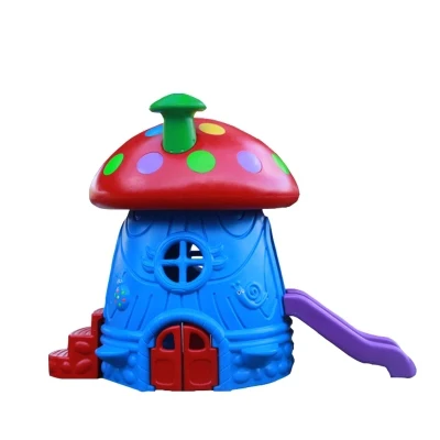 mushroom children outdoor plastic play house with two slides toys
