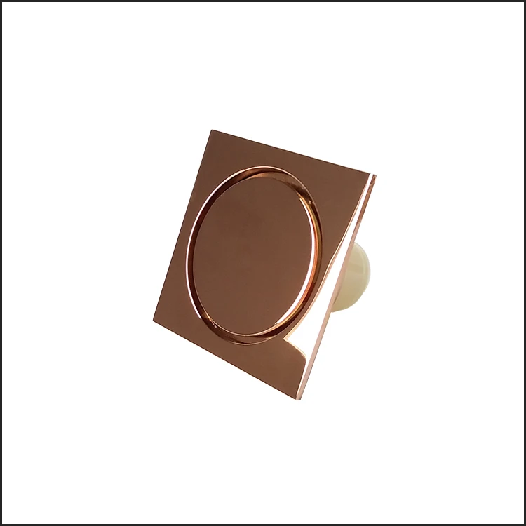 High-end Round Cover square Design Rose Gold Plated Shower Floor Drain