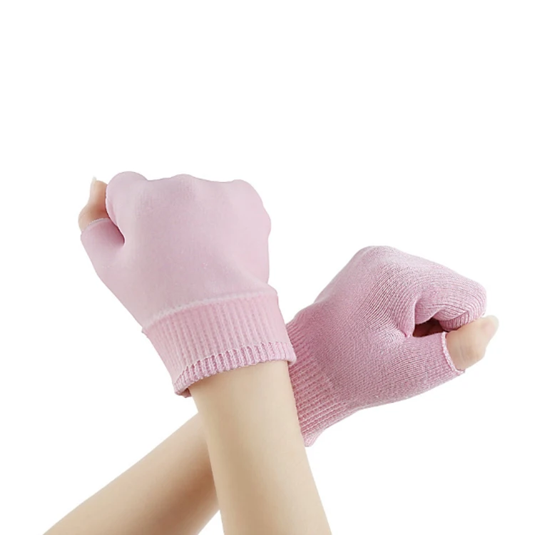 
heals dry skin and cracked hand silicone cooling gel lining fingerless touch screen spa moisturizing gloves 