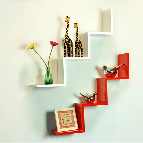 Modern home decorative wall floating shelf with invisible metal bracket for being easily mounted