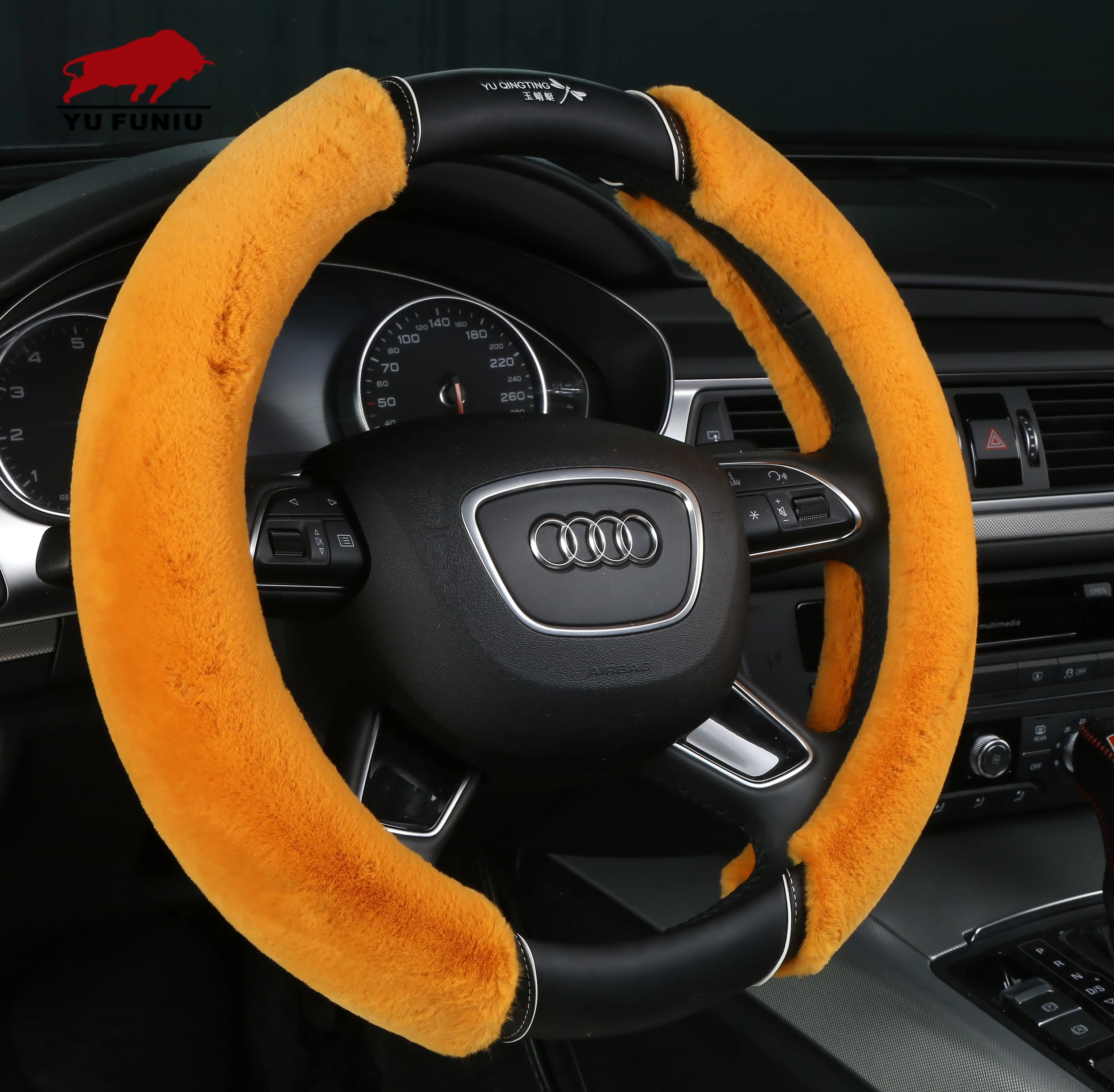 Lixian  comfortable plush wool car steering wheel cover winter plush car cover auto supplies