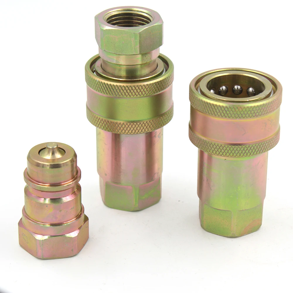 1/2 inch ISO A double shut-off hexavalent chromium hydraulic quick connect hose couplings