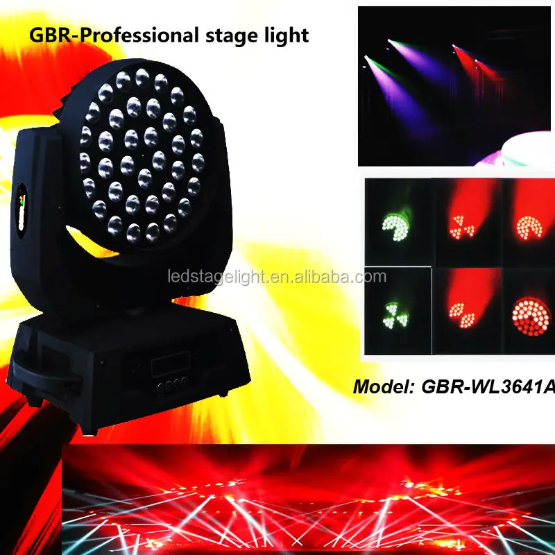 GBR 36PCS 10W Led ZOOM WASH moving head beam light the king of wash