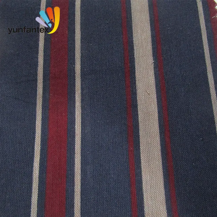 
2019 China suppliers stone washed wholesale stripe linen fabric100% linen fabric 