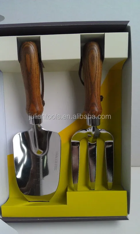 2pc Garden Trowel and Weeding Fork Wooden Handle Gift Set