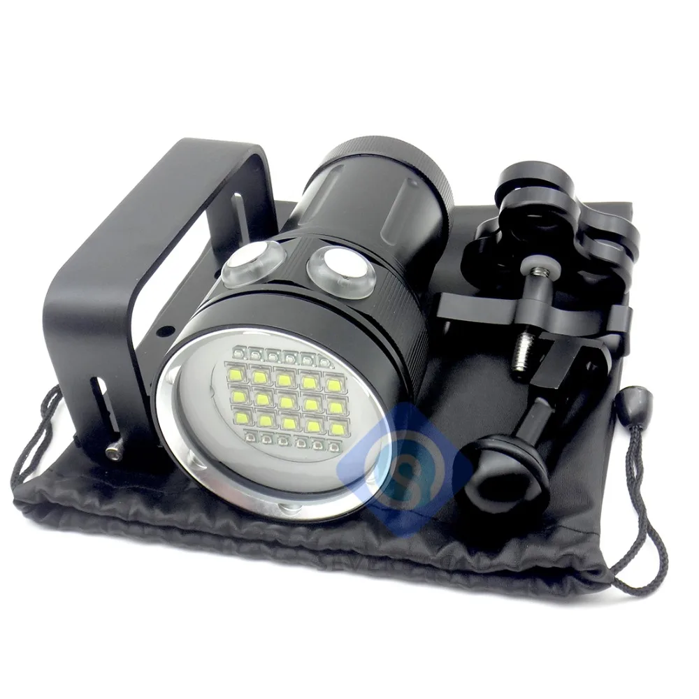 Professional Diving Light Underwater 100m Scuba Video Light 15 XML2+6 Red+6 UV LED Photography Video Dive Flashlight Lamp