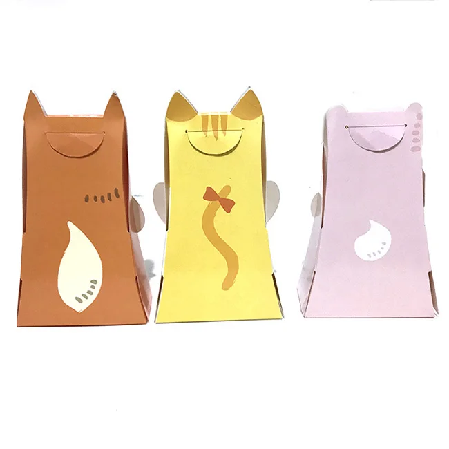 Cartoon animal gift favor chocolate small candy packaging paper display box with window christmas cookies biscuit wholesale