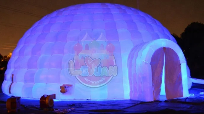 Best Quality FR Treated Outdoor Led Lighting Air Igloo 200 Person Inflatable Domes 15m