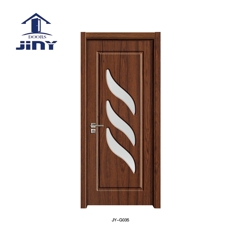 2022 JINY Finished surface PVC bathroom door design insert clean glass