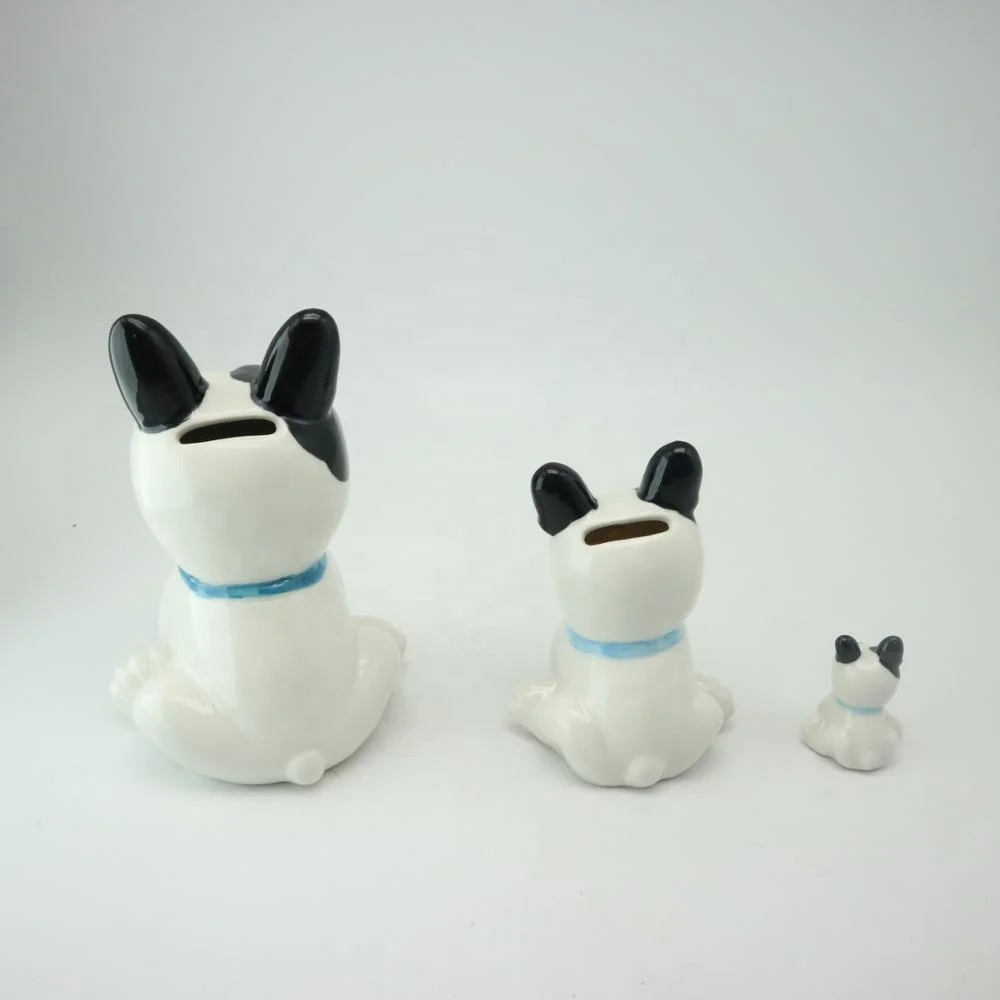 Hot Selling Custom Cute Ceramic Dog Shape Coin Bank Toys for Child Gift
