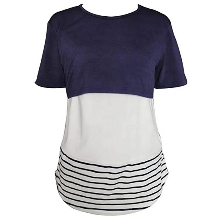 
Hot Fashion Maternity Nursing Tops Breastfeeding Clothes Clothing Lace Stripe Maternity Breastfeeding Shirt Feeding Nursing Wear 