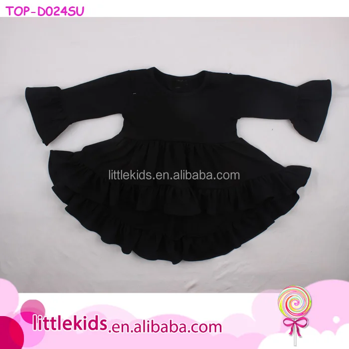 Fall Long Sleeves Kids Christmas Girls Dresses Buffalo Plaid Hi-Low Ruffled Dress