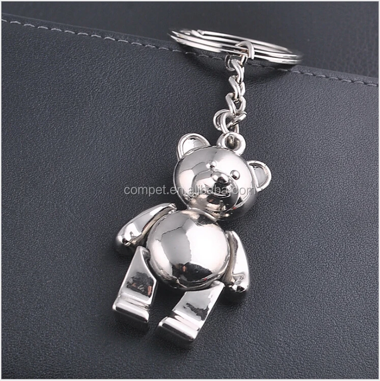 Metal keychain and creative keychain Active bear Teddy bear key chain