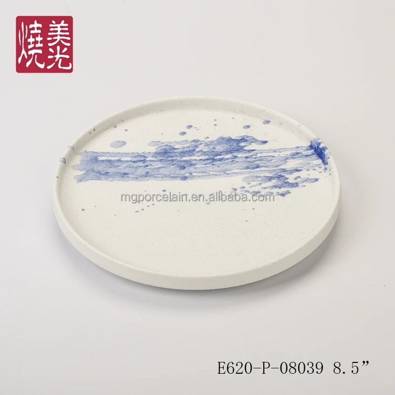 nordic restaurant hotel ceramic dinnerware set hand printed porcelain round flat plato dinner serving plates
