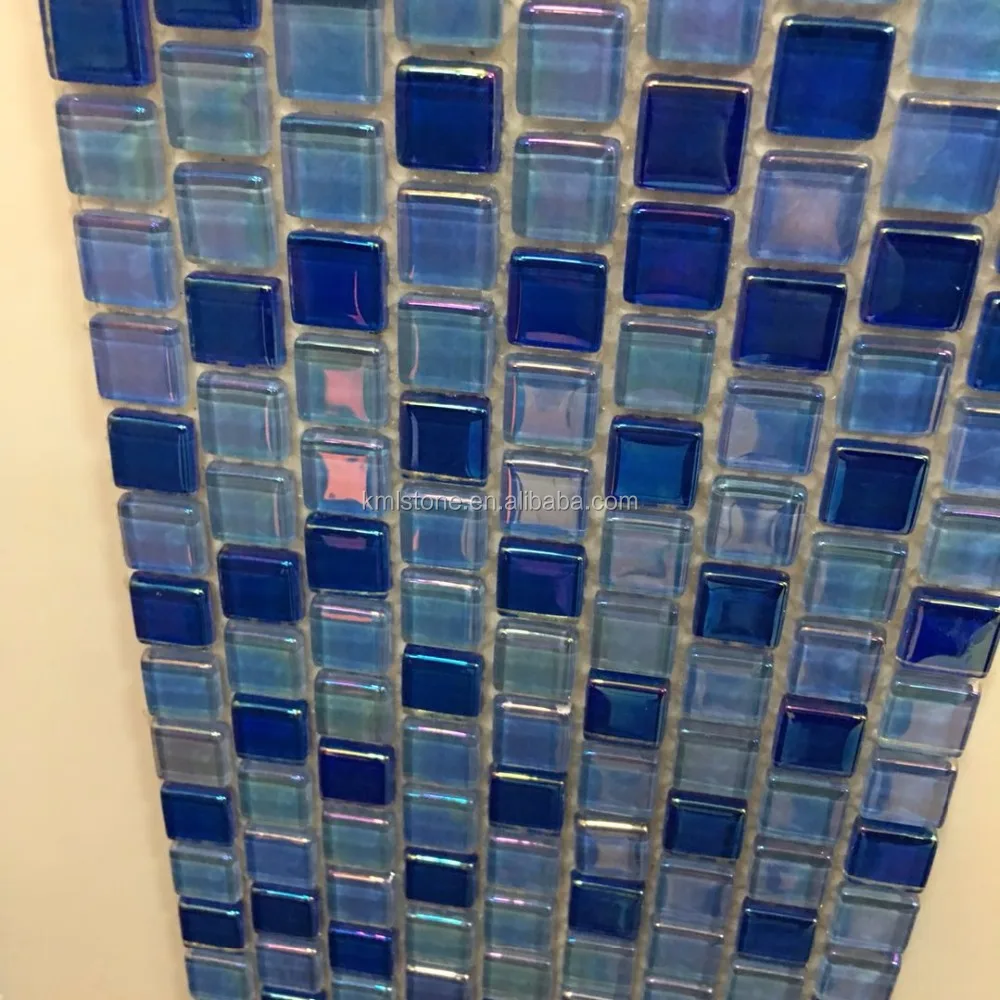swimming pool tile blue glass mosaic with low price