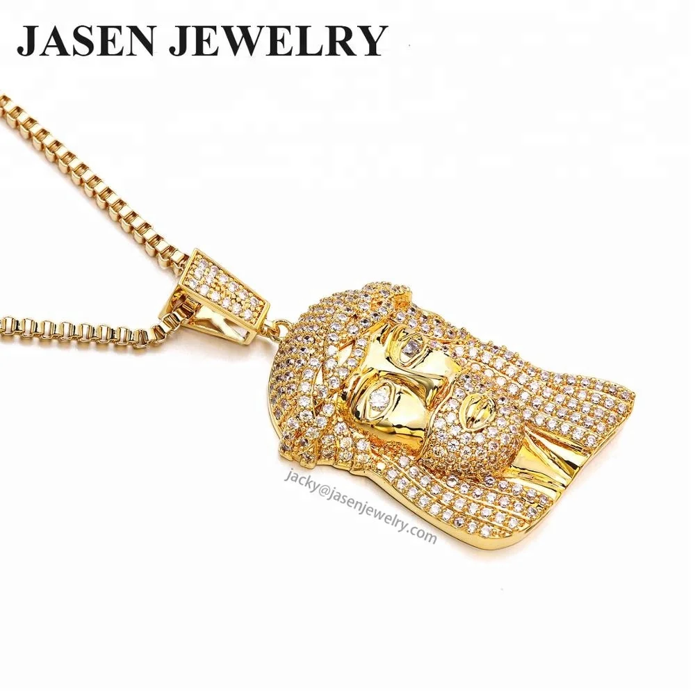 18K Gold Plated 925 Sterling Silver hip hop jewelry Jesus Pendent