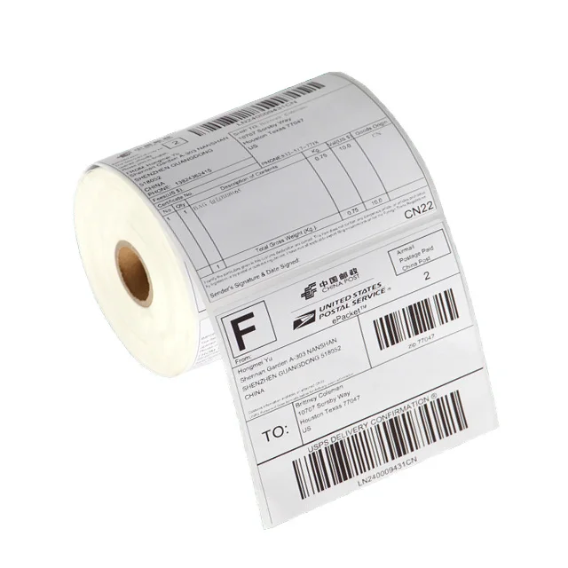 Factory wholesale Die Cut 4x6 thermal sticker labels a6 shipping label sticker direct thermal label roll