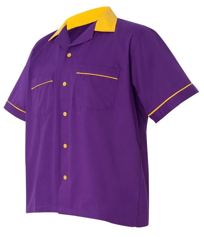 Custom Mens Work Rockabilly Style Cotton Short Sleeve Bowling Shirts