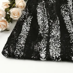 Wholesale polyester fashion breathable dress mesh silver black sequin fabric