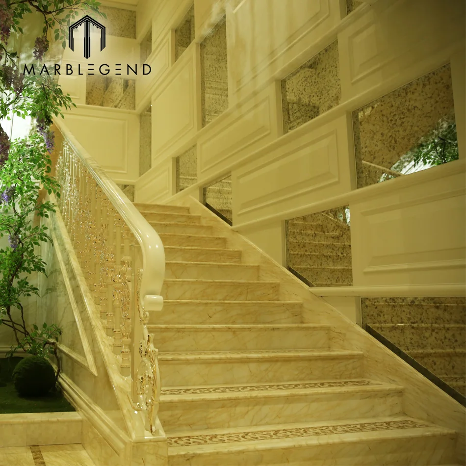 
custom luxury home interior design high quality Aran White marble stair tread for sale 