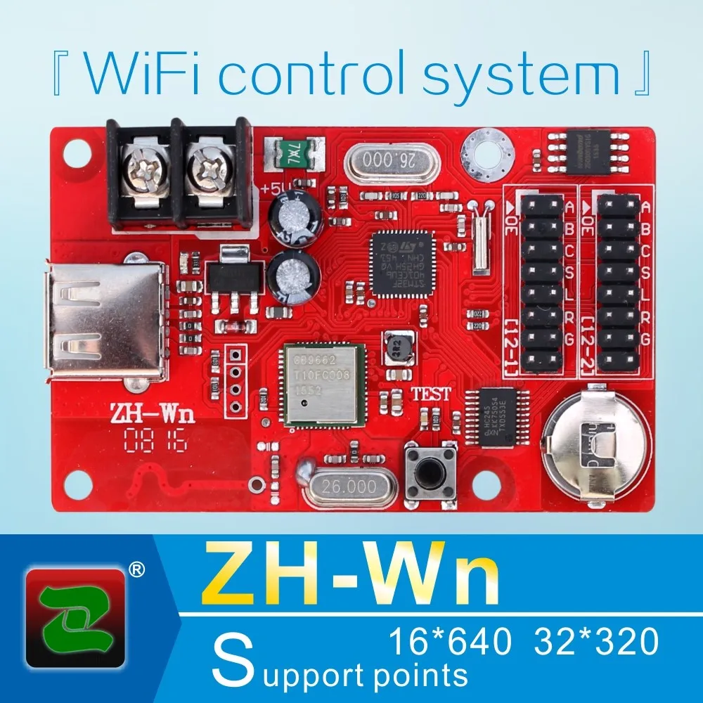 Zhonghang WiFi outdoor moving text sign ZH-Wn LED p10 module led control card system with software and phone app