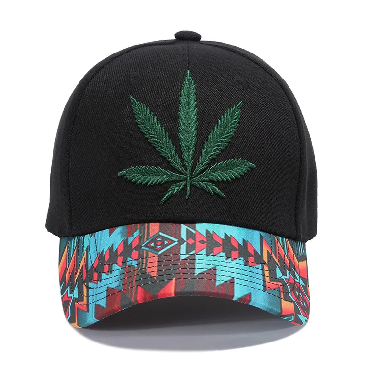Multi Color Rasta Weed Leaf Pot Flat Bill Snapback Baseball Cap Hat Printed geometric figure aztec Brim Baseball Hats