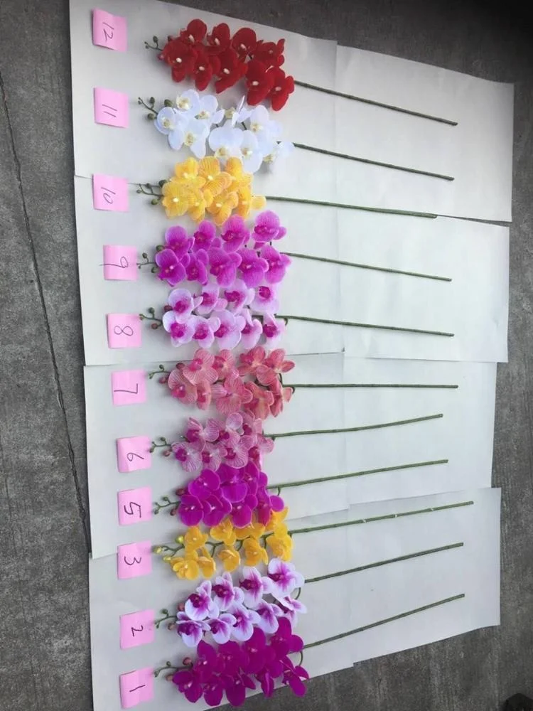 FC4001 9 heads real touch latex flowers artificial white orchids for sale