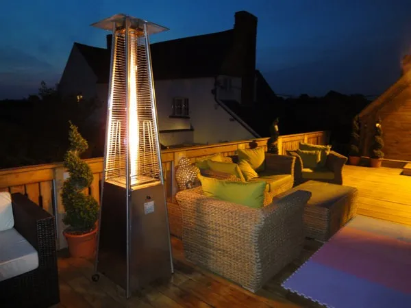 Stand glass tube square Pyramid flame Gas Patio heater