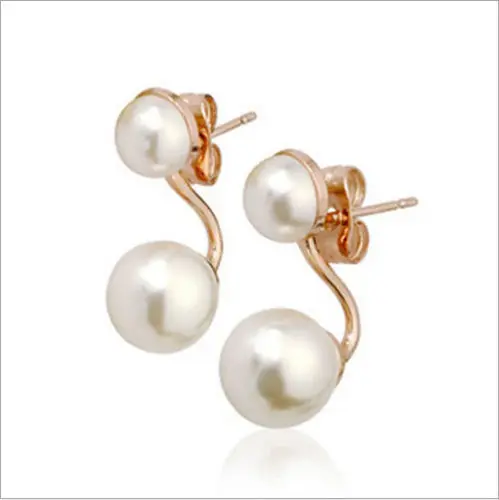 Hot sale double sided acrylic imitation pearl hoop earrings