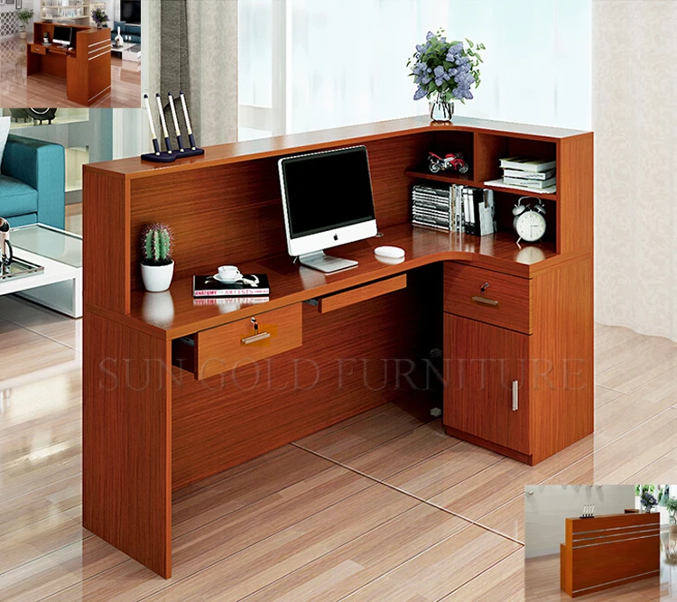 Black wooden used reception counters modern front desk design (SZ-RTB006-2)