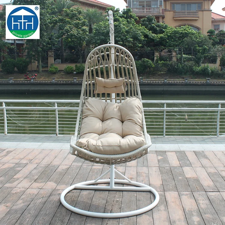 Home Outdoor PE Wicker Rattan Egg Shape Furniture Patio Hanging Swings Chair