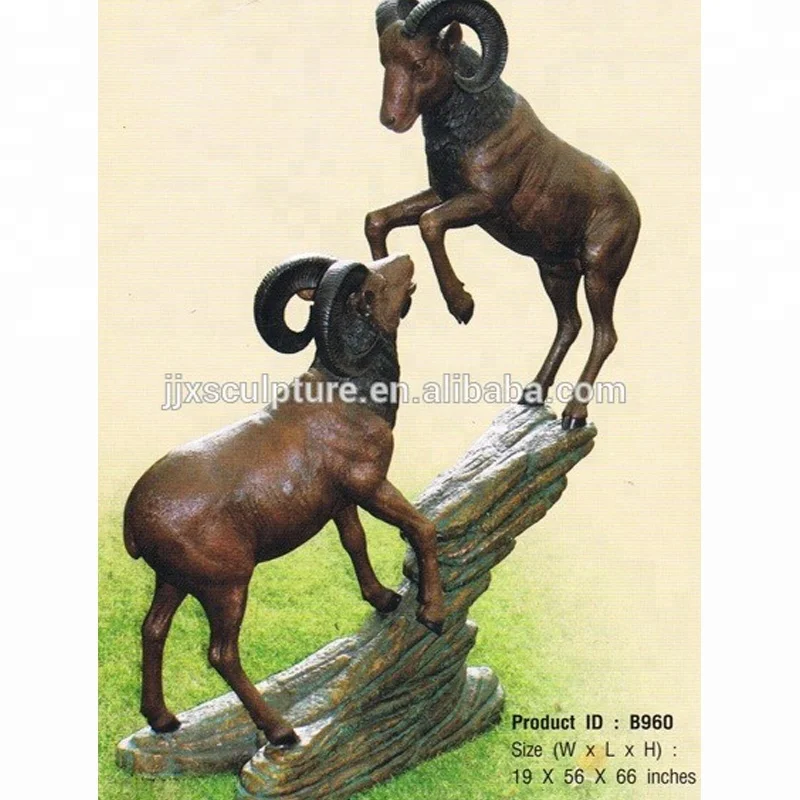 Garden Large Metal Bronze Bighorn Ram Sheep Sculpture Statue