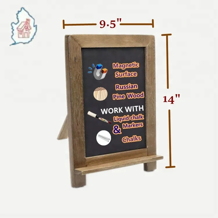Tabletops Rustic Wooden Framed Standing Chalkboard Sign with Non-Porous Magnetic Chalk Board Surface