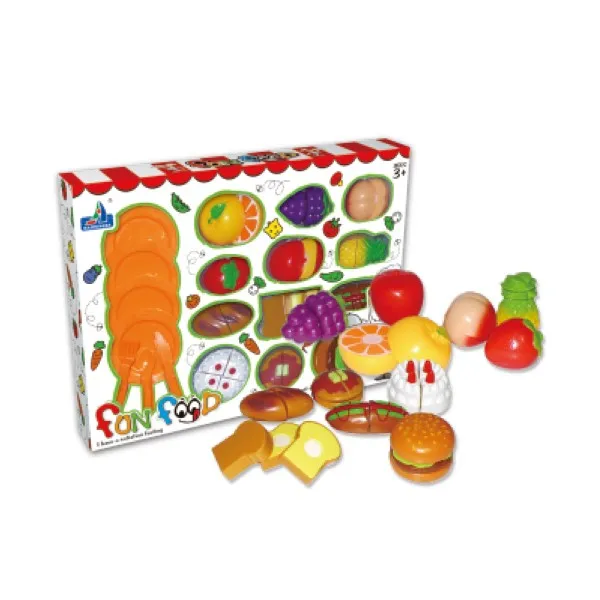 Plastic Cutting Toys Fruit Kids Pretend Play Kitchen Toys Sets with Accessories and Knives