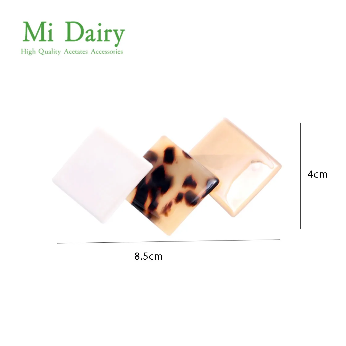 MiDairy Geometric Square Acetate Hair Barrettes Clamp Clips For Women