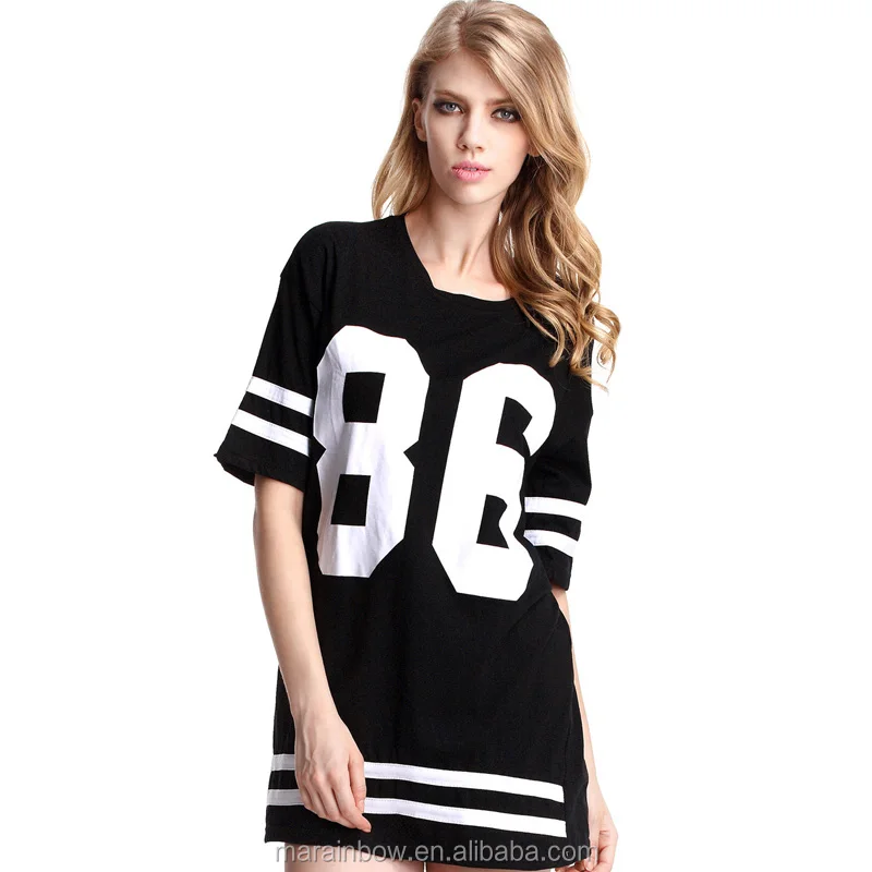 Hot Sale 2021 summer Women Boyfriend Style Striped Baseball T Shirt Plus Size Dress Hip Hop Clothing Oversized T Shirt Dress