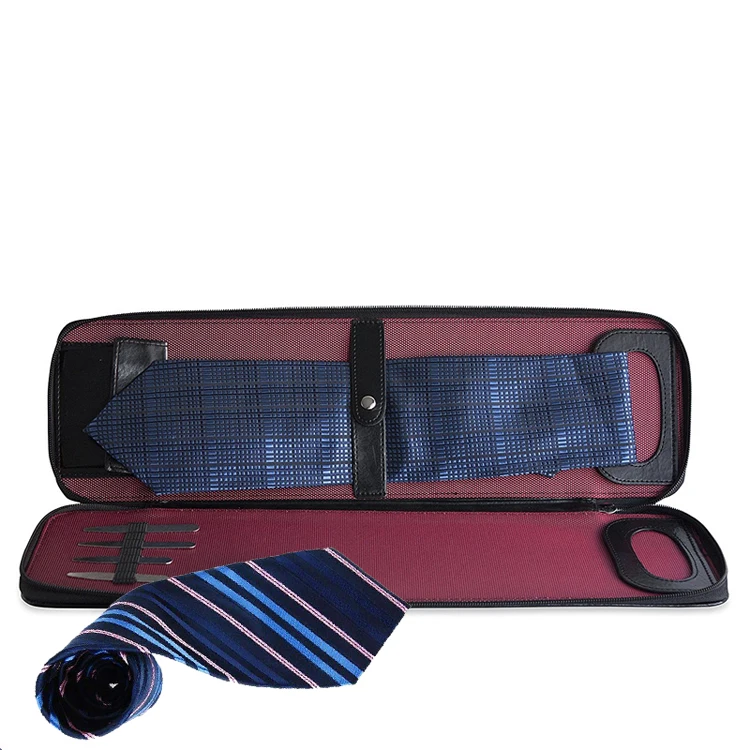 
Travel Essentials Portable PU Leather Waterproof Necktie Clips Storage Box Tie Holder Organizer Tie Case 
