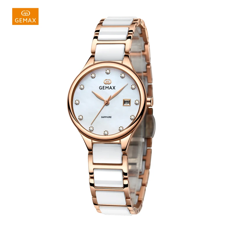 OEM logo branded beautiful ladies watch ceramic band women watches wholesale with good price