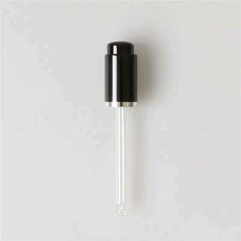 20/410 black luxury push button glass dropper cap