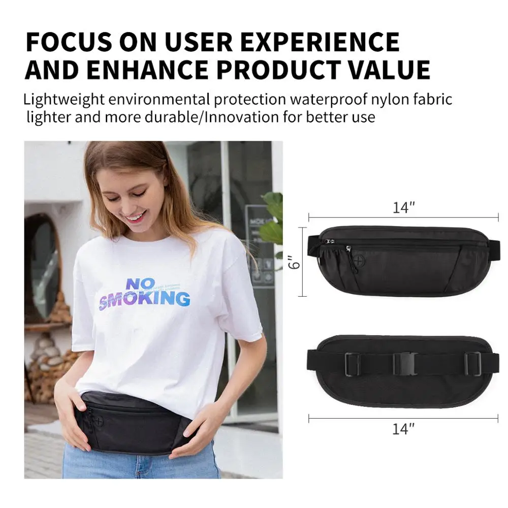 YIPINU Travel Money Belt  RFID Blocking Passport Holder for Men Women Waist Bag